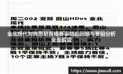 全北现代对阵悉尼直播赛事精彩回顾与赛前分析全面解读